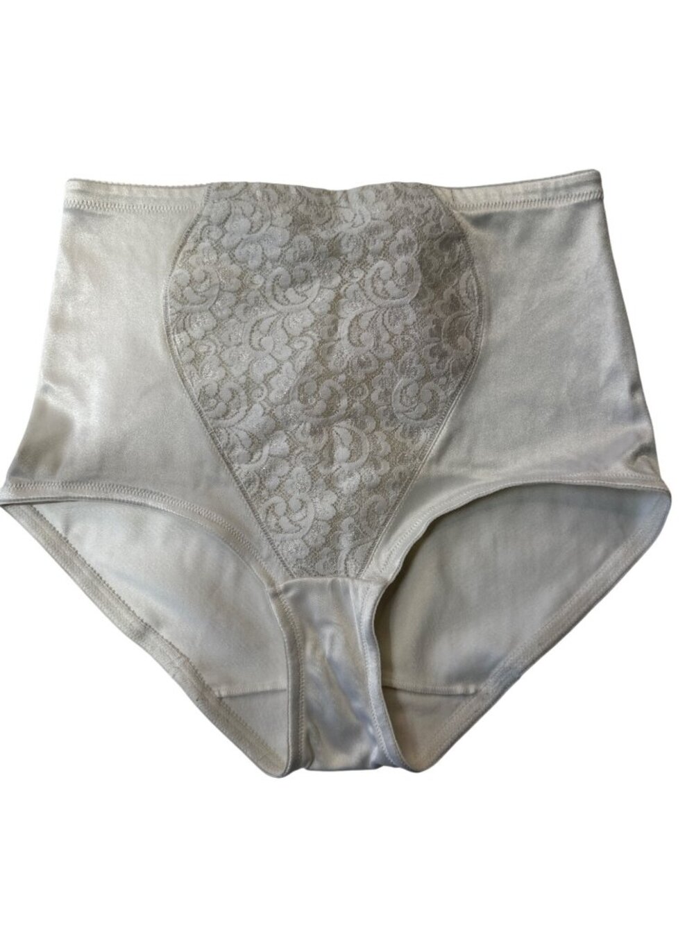 Vintage 1990s Playtex 18 Hour High-Waist Shaping Briefs Beige Lace Panel 2XL